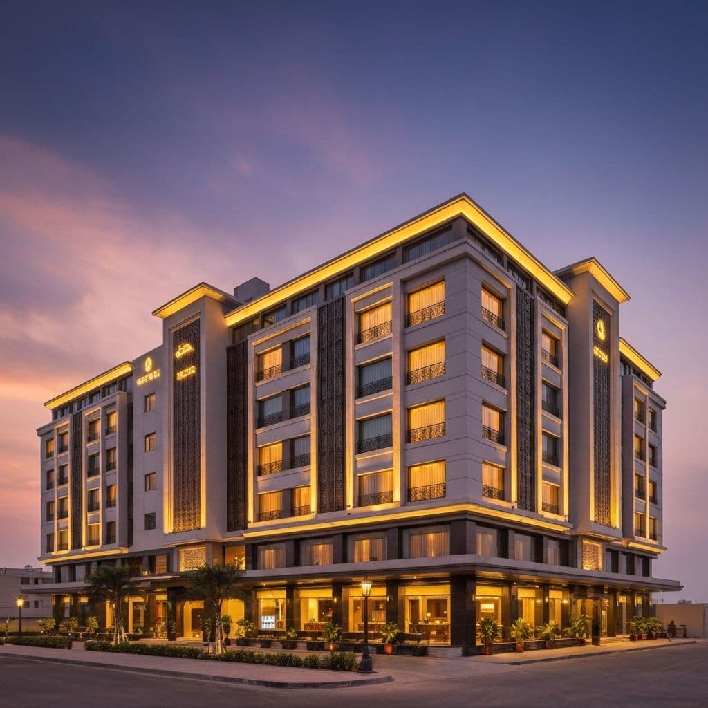 Hotel Exterior at Dusk